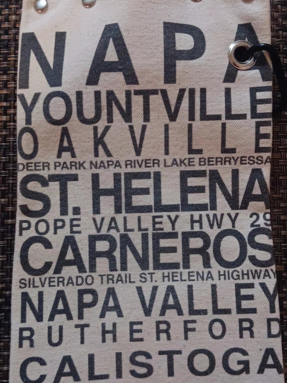 Napa Valley Graphic Canvas Tote Bag - Black on Natural